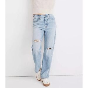 Madewell The Dadjean in Millman Wash Ripped Edition High Rise Straight Leg Jeans